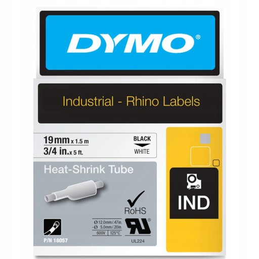 Трубка DYMO 18057 19мм ø4,6-8,7мм белая Оригинал