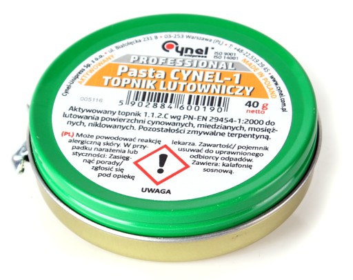 ПАЯЛЬНАЯ ПАСТА CYNEL 40G ДЛЯ МЯГКОЙ ПАЙКИ