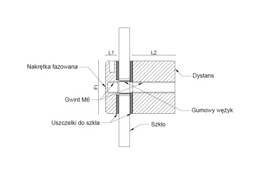 Rotula mosiężna Ф 20 mm z dystansem 20 mm