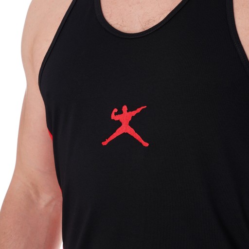 Tank top męski Bodybuilding czarno czerwony XXL