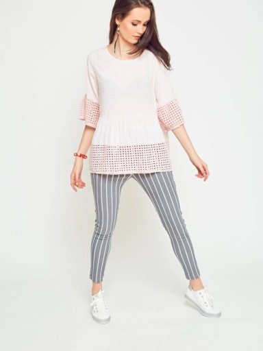 NEW COLLECTION BLUZKA RÓŻOWA Z AŻUROWĄ KORONKĄ U