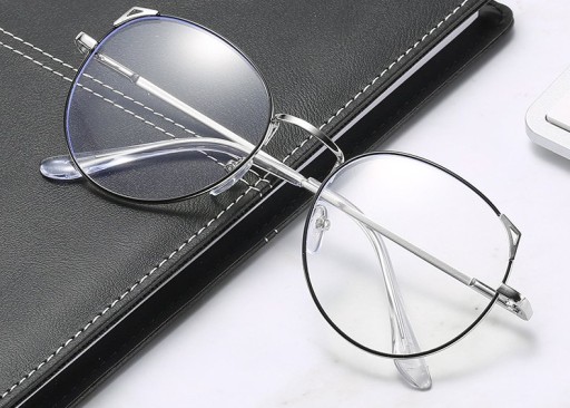 OKULARY metal KOREKCYJNE MINUSY kocie uszy -6