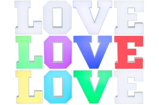 Kolorowe litery LOVE 3D 100cm podświetlane LED RGB