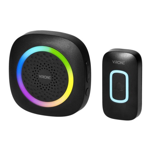 Virone Bezprzewodowy Dzwonek do Drzwi PELA do Gniazdka LED RGB 300m Czarny