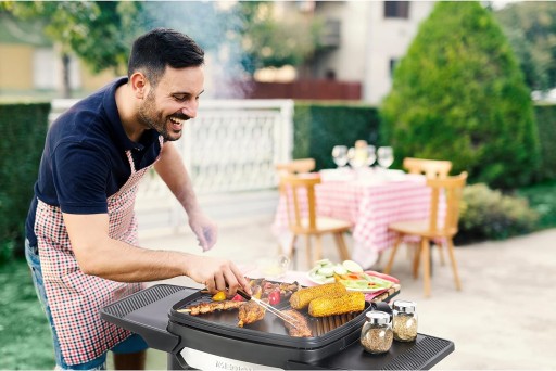 STOJĄCY GRILL ELEKTRYCZNY OGRODOWY MD10864 2000W BOCZNE STOLIKI ZAMYKANY