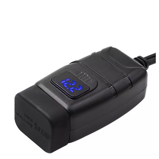 ЗАРЯДНОЕ УСТРОЙСТВО ДЛЯ МОТОЦИКЛА ВОЛЬТМЕТР USB + USB-C тип C QC 3.0