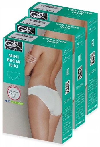 GATTA 3 SZTUKI KIKI BIKINI BIAŁE CZARNE BEŻOWE L