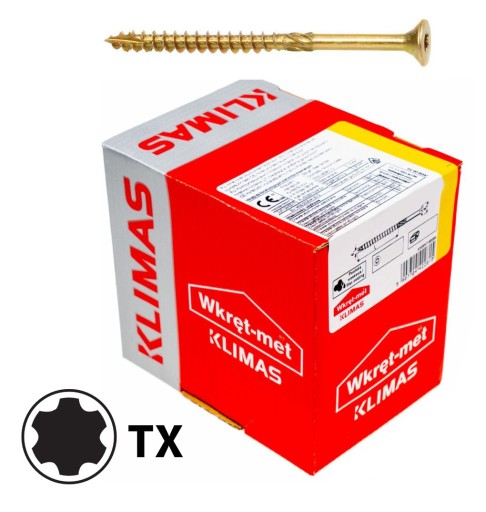 Шурупы по дереву TORX 5x100 KLIMAS С КОНИЧЕСКОЙ ГОЛОВКОЙ 200 шт.