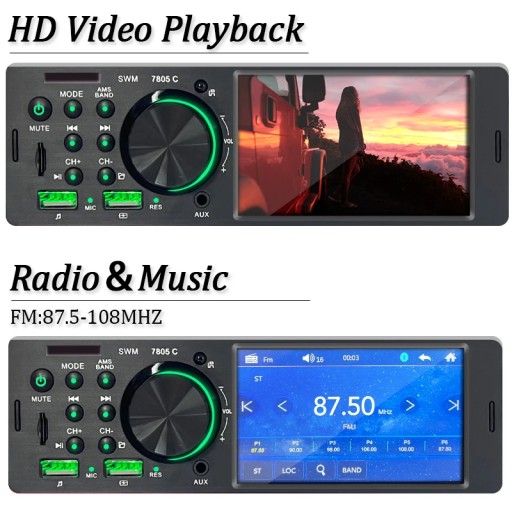 7805 W stylu aparatu Radio samochodowe 1 din 4.1 ekran dotykowy Mp5 BT FM A