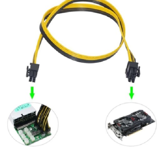 Кабель PCI-E GPU, 50 см, 6 контактов на 6+2 контакта, штекер Riser