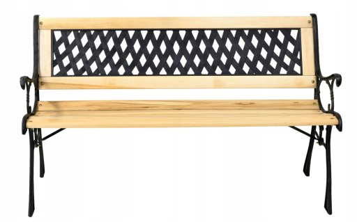 ŁAWKA OGRODOWA PARKOWA ŁAWECZKA NA TARAS DO OGRODU DREWNIANA ŻELIWNA 120 cm