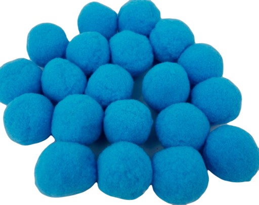NIEBIESKIE POMPONY PLUSZOWE AKRYL POMPON 1CM 20SZT