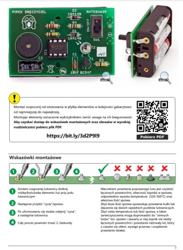 AVTEDU625 Пипек мучитель - набор для обучения пайке