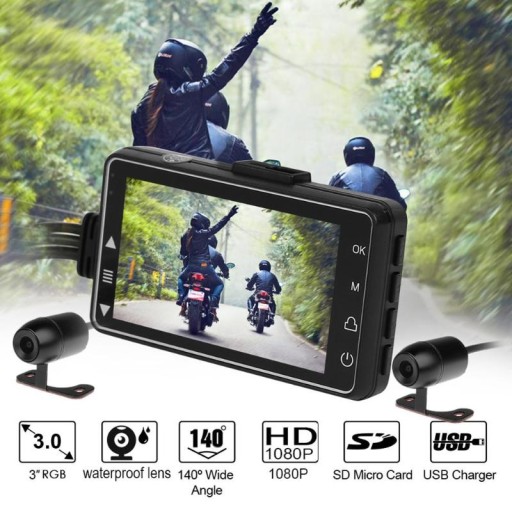 Мотоциклетный видеорегистратор HD RGB с экраном спереди + вид сбоку