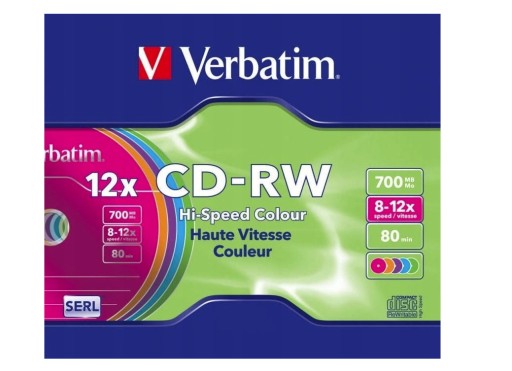CD-RW VERBATIM SLIM Color 700 МБ x12 43167