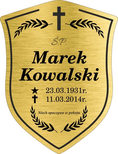 Мемориальная доска на могилу с крестом 26х20.