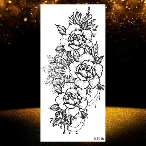 Indian Black Henna Temporary Tattoos For Women Mandala Flower DreamCatcher