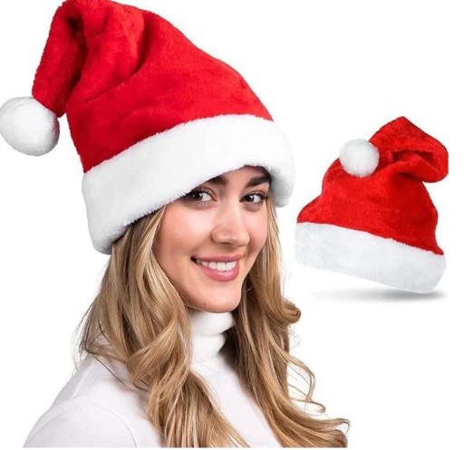 ПЛЮШЕВАЯ ШАПКА САНТЫ с помпоном Деда Мороза SANTA OUTFIT