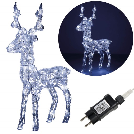 RENIFER ŚWIECĄCY DUŻY 100LED OZDOBA ŚWIĄTECZNA Z GŁOWĄ LAMPKI DEKORACJA