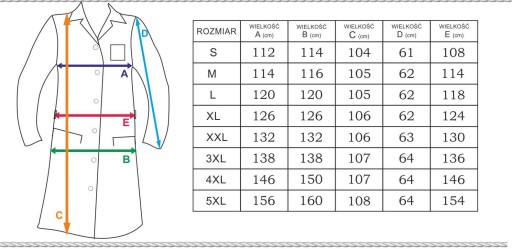 MĘSKI KLASYCZNY Fartuch medyczny GUZIKIr. 5XL