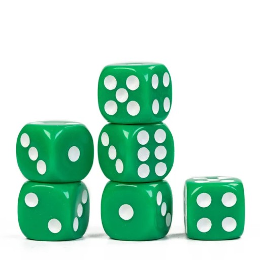 Набор из 10 K6 RPG Cubes Green Six -Wing Bone 1,1 см