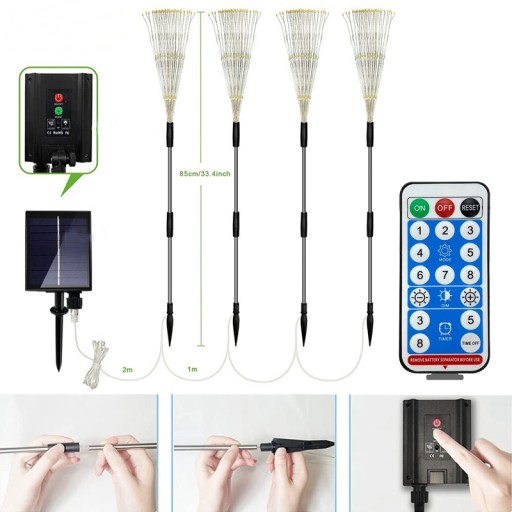 СОЛНЕЧНАЯ ЛАМПА 4В1 ДЛЯ УКРАШЕНИЯ САДОВЫХ ОДУВЧИКОВ 120 LED