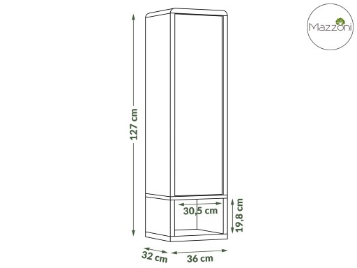 FOLK SWP-36 подвесной шкаф, MAT GREY LOFT SHOWCASE