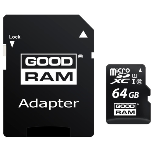 Карта памяти Goodram Microcard 64 ГБ micro SD XC UHS-I класса 10, адаптер S