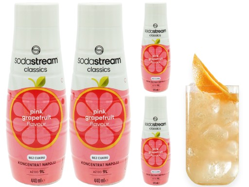 4x СИРОП КОНЦЕНТРАТА ГРЕЙПФРУТА ДЛЯ САТУРАТОРА SODASTREAM НАПИТОК 9 Л, 440 мл
