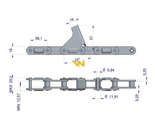 Закрытая початкорезная цепь кукурузной жатки, 64 звена CA2060H x