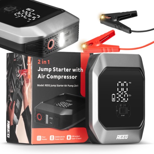 Бустерный воздушный насос REEG Jump Starter 2в1