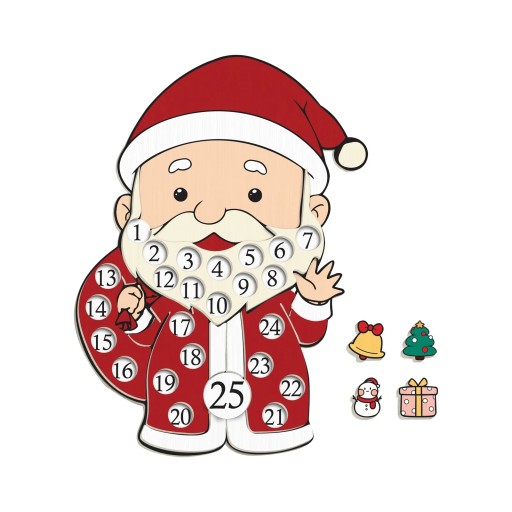 Рождественский календарь Деревянный Санта-Клаус Обратный отсчет Navidad Рождественские украшения