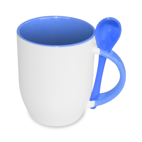Кружка с покрытием Blue JS с ложкой для сублимации