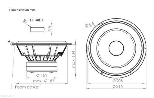Сабвуфер Wavecor SW215WA02, динамик 22 см, 8 Ом