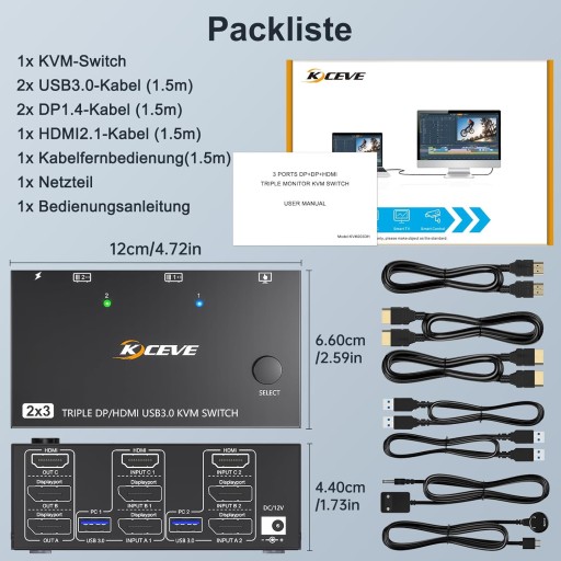 KVM-переключатель 2 ПК 3 монитора 8K 60 Гц 4K 144 Гц R461