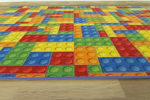 DYWAN MODNY KOLOROWY W KLOCKI DO POKOJU DZIECKA DZIECI NA FILCU 100x200 cm