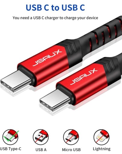 КАБЕЛЬ USB C USB C 2M 3A QC ОПЛЕТКА ПРЕМИУМ