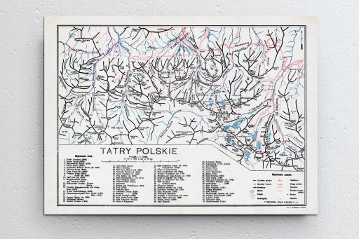 Карта Татр - Польские Татры - Прушинский - 1914 г. - 100x70 см