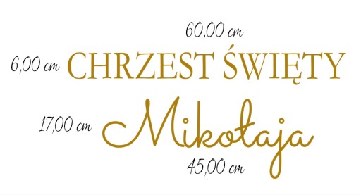 NAKLEJKA NA CHRZEST ŚWIĘTY NA TABLICĘ ŚCIANKĘ IMIĘ DZIECKA 60 CM