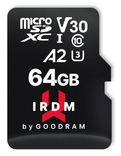 Карта памяти GOODRAM IRDM 64 ГБ U3 A2 + адаптер