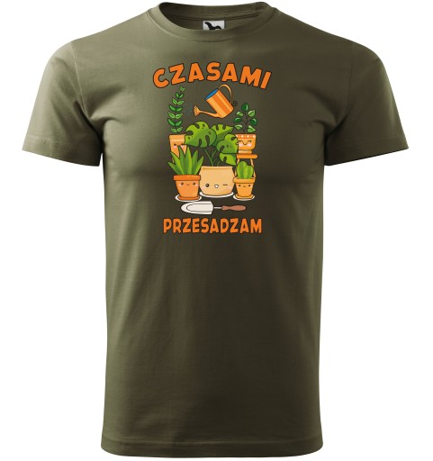 CZASAMI PRZESADZAM Koszulka męska prezent dla OGRODNIKA rośliny XXL