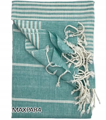 FOUTA PAREO RĘCZNIK Z FRĘDZLAMI BASEN PLAŻA SAUNA SPA 100% BAWEŁNA 95x195