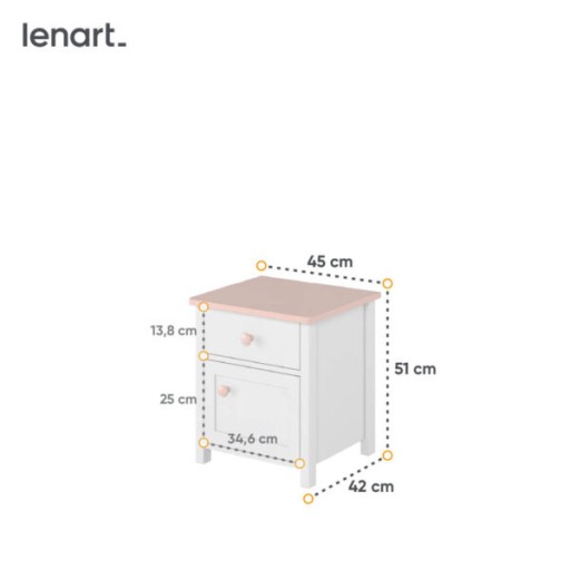 Lenart LUNA прикроватная тумба 45 х 51 х 42см белый - ДОСТАВКА В ТЕЧЕНИЕ 7 ДНЕЙ!!!