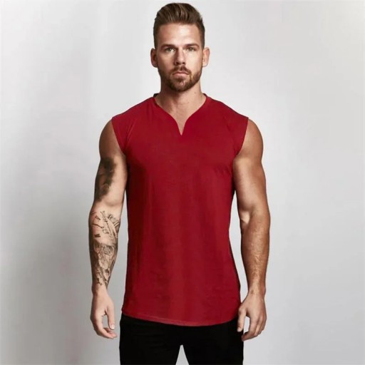 Gym Clothing V Neck Cotton Bodybuilding Tank Top M