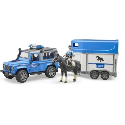 Police Bruder Land Rover с прицепом для перевозки лошадей и фигурками 02588