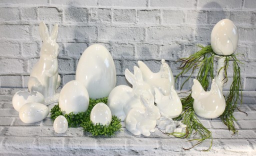 Zając zajączek ceramiczny biały H22 DEcodomi