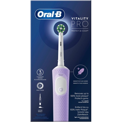 ЭЛЕКТРИЧЕСКАЯ ЗУБНАЯ ЩЕТКА ORAL-B VITALITY PRO D103 PURPLE + НАСТАВКИ НА ГОЛОВКУ