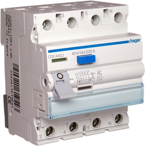 ВЫКЛЮЧАТЕЛЬ остаточного тока HAGER 4P 40A CDC440J