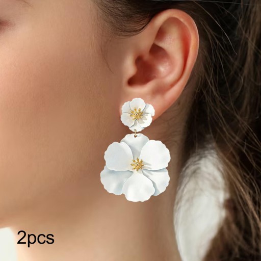 Flower Dangle Earrings Boho Matte Layered Floral Earrings Chic