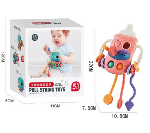 СЕНСОРНАЯ ИГРУШКА ДЛЯ МЛАДЕНЦЕВ И ДЕТЕЙ МОНТЕССОРИ БУТЫЛКА 5 В 1